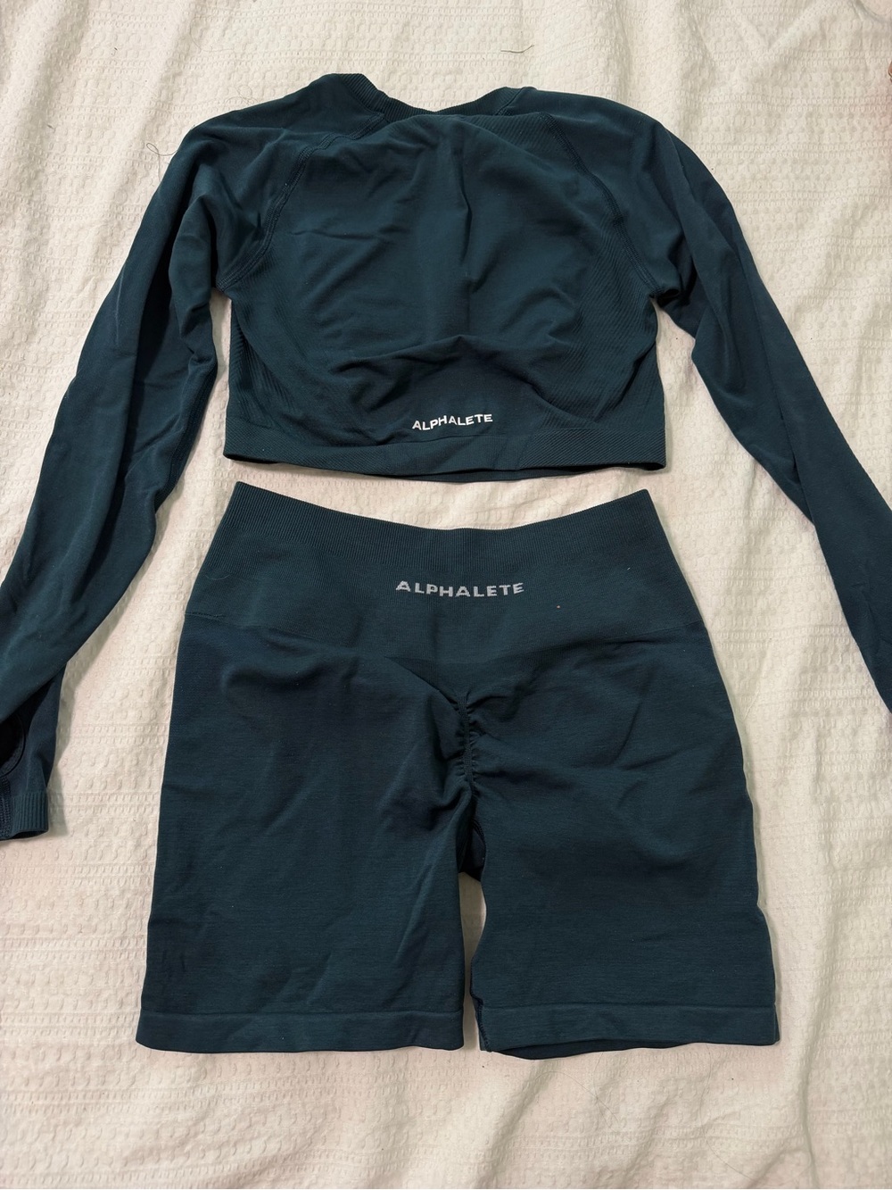 Alphalete  Teal Bike Shorts (medium) and top (small)
